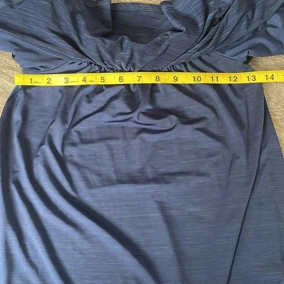 Rachel Roy Ruffled Shift Dress Off the shoulder Navy Women’s size XS NWT Stretch - Picture 9 of 13